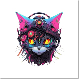 cyborg cat Posters and Art